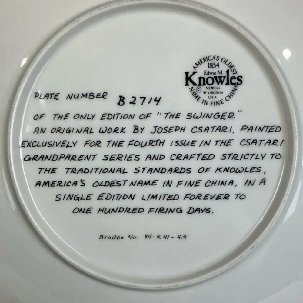 Vintage Csatari Grandparent Plate 1983 Limited Edition The Swinger Collective